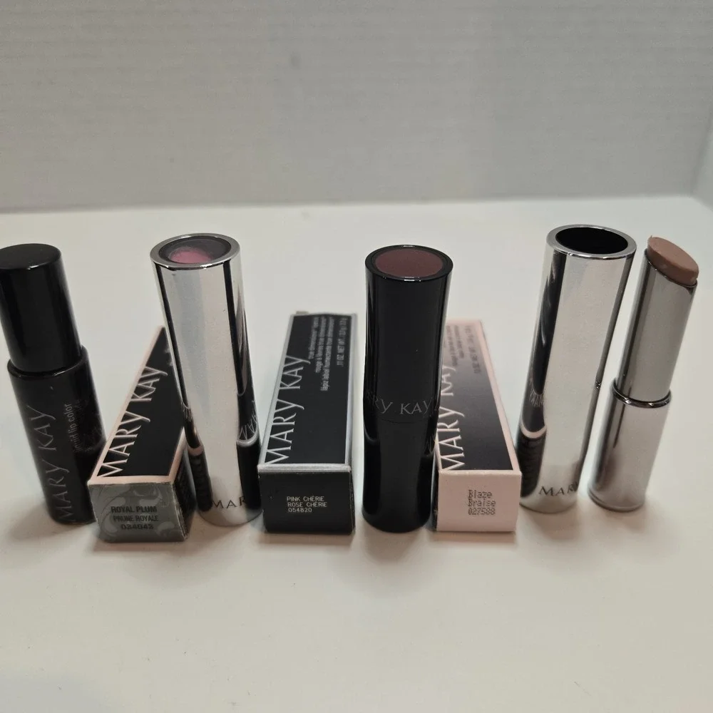 Lot Of 4 New In Box Mary Kay Lipstick Blaze, Pink Cherie, Royal Plum, Subtly You